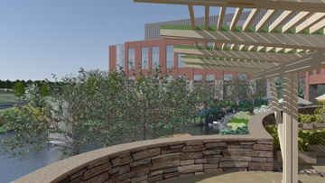 Trellis at main cafeteria outdoor terrace